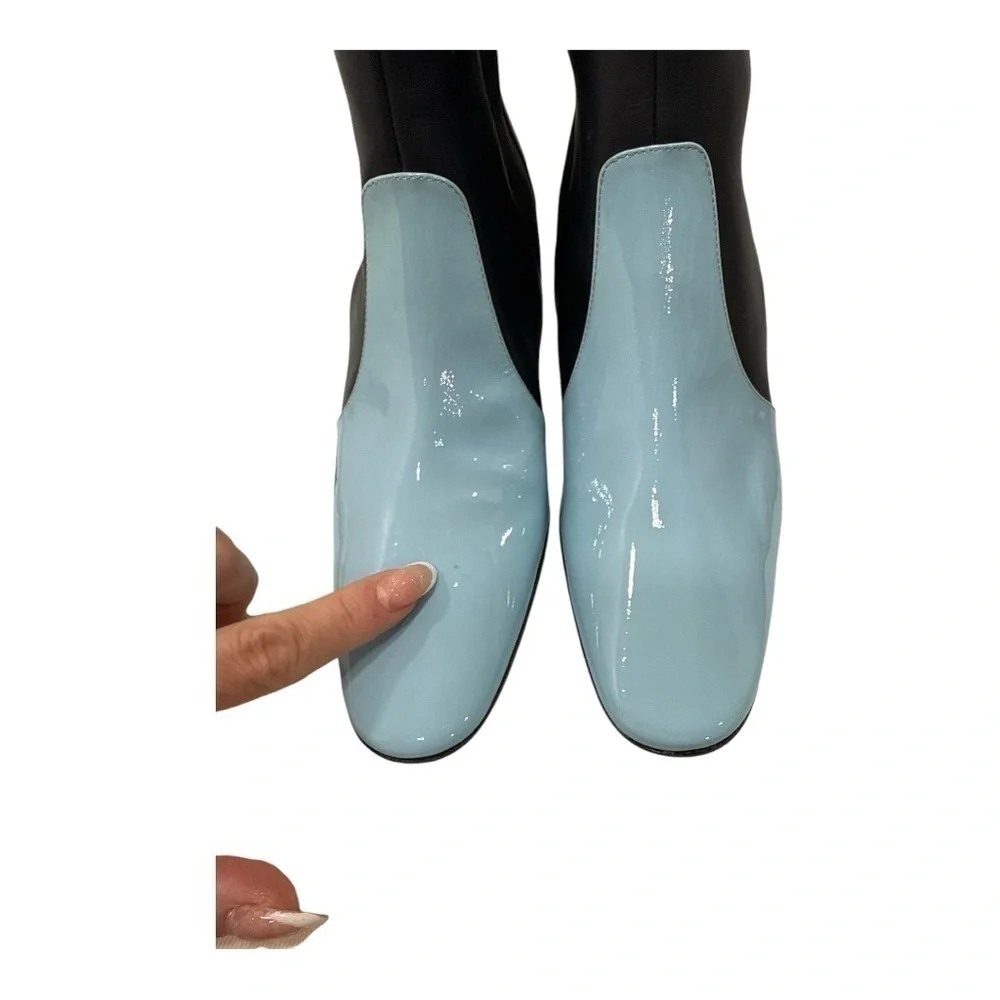 LANVIN Colorblock Patent Leather & Leather Chelsea Boots size 36 US 5.5